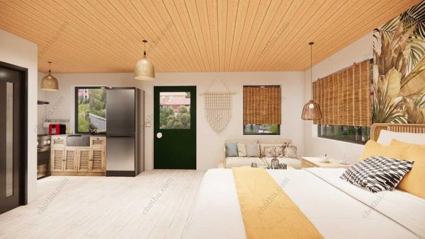 Bản vẽ kiến ​​trúc nhà gỗ hiện đại 6,5x6,5m - Bản thiết kế nhà nghỉ dưỡng tùy chỉnh - Hình ảnh 14