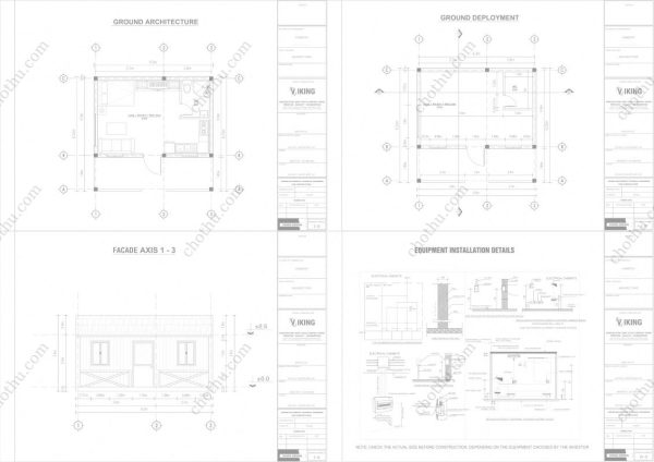 Bản vẽ kiến ​​trúc nhà gỗ hiện đại 6,5x6,5m - Bản thiết kế nhà nghỉ dưỡng tùy chỉnh - Hình ảnh 2
