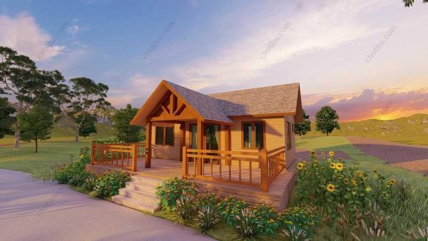 Bản vẽ kiến ​​trúc nhà gỗ hiện đại 10,3x5,3m - Bản thiết kế nhà nghỉ dưỡng tùy chỉnh - Hình ảnh 3