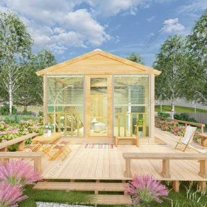 Bản vẽ kiến ​​trúc nhà gỗ hiện đại 11,6x4,6m - Bản thiết kế nhà nghỉ dưỡng tùy chỉnh