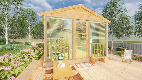 Bản vẽ kiến ​​trúc nhà gỗ hiện đại 11,6x4,6m - Bản thiết kế nhà nghỉ dưỡng tùy chỉnh - Hình ảnh 4