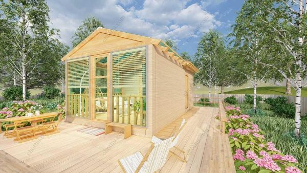 Bản vẽ kiến ​​trúc nhà gỗ hiện đại 11,6x4,6m - Bản thiết kế nhà nghỉ dưỡng tùy chỉnh - Hình ảnh 5