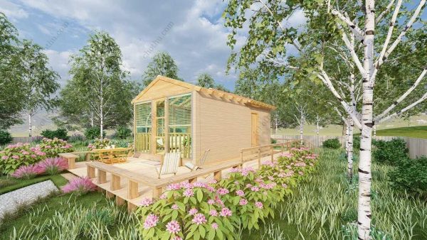 Bản vẽ kiến ​​trúc nhà gỗ hiện đại 11,6x4,6m - Bản thiết kế nhà nghỉ dưỡng tùy chỉnh - Hình ảnh 6