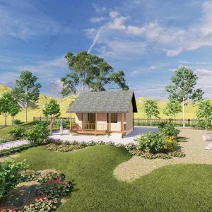 Bản vẽ kiến ​​trúc nhà gỗ hiện đại 7,5x6m - Bản thiết kế nhà nghỉ dưỡng tùy chỉnh