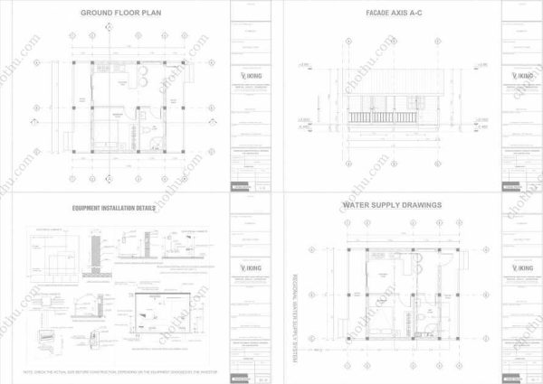 Bản vẽ kiến ​​trúc nhà gỗ hiện đại 7,5x6m - Bản thiết kế nhà nghỉ dưỡng tùy chỉnh - Hình ảnh 2