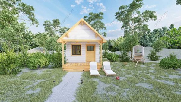 Bản vẽ kiến ​​trúc nhà gỗ hiện đại 8x4m - Bản thiết kế nhà nghỉ dưỡng tùy chỉnh