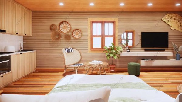 Bản vẽ kiến ​​trúc nhà gỗ hiện đại 8x4m - Bản thiết kế nhà nghỉ dưỡng tùy chỉnh - Hình ảnh 13