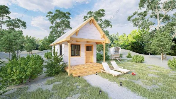 Bản vẽ kiến ​​trúc nhà gỗ hiện đại 8x4m - Bản thiết kế nhà nghỉ dưỡng tùy chỉnh - Hình ảnh 3