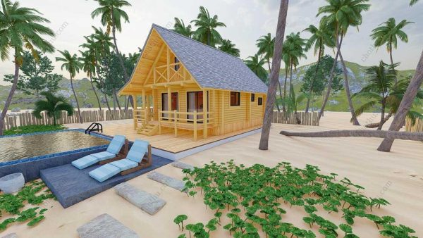 Bản vẽ kiến ​​trúc - Cabin hiện đại 9,7x9m có gác xép - Bản thiết kế nhà nghỉ dưỡng tùy chỉnh - Hình ảnh 11