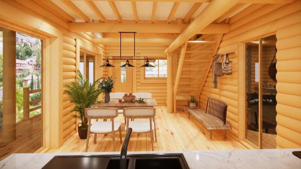 Bản vẽ kiến ​​trúc - Cabin hiện đại 9,7x9m có gác xép - Bản thiết kế nhà nghỉ dưỡng tùy chỉnh - Hình ảnh 14