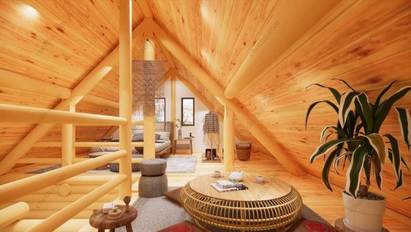Bản vẽ kiến ​​trúc - Cabin hiện đại 9,7x9m có gác xép - Bản thiết kế nhà nghỉ dưỡng tùy chỉnh - Hình ảnh 20