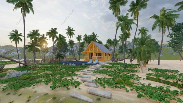 Bản vẽ kiến ​​trúc - Cabin hiện đại 9,7x9m có gác xép - Bản thiết kế nhà nghỉ dưỡng tùy chỉnh - Hình ảnh 4