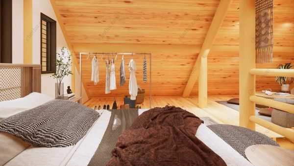 Bản vẽ kiến ​​trúc - Cabin hiện đại 9,7x9m có gác xép - Bản thiết kế nhà nghỉ dưỡng tùy chỉnh - Hình ảnh 22