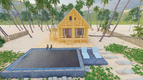Bản vẽ kiến ​​trúc - Cabin hiện đại 9,7x9m có gác xép - Bản thiết kế nhà nghỉ dưỡng tùy chỉnh - Hình ảnh 5