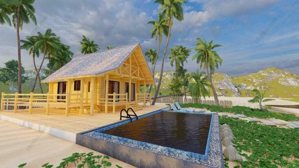 Bản vẽ kiến ​​trúc - Cabin hiện đại 9,7x9m có gác xép - Bản thiết kế nhà nghỉ dưỡng tùy chỉnh - Hình ảnh 6
