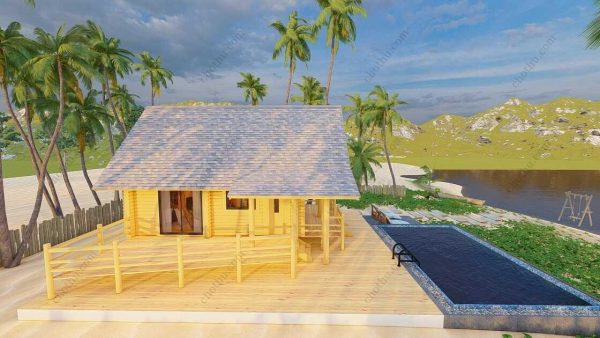 Bản vẽ kiến ​​trúc - Cabin hiện đại 9,7x9m có gác xép - Bản thiết kế nhà nghỉ dưỡng tùy chỉnh - Hình ảnh 7