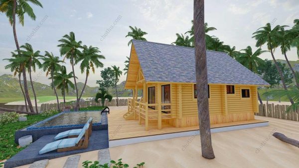 Bản vẽ kiến ​​trúc - Cabin hiện đại 9,7x9m có gác xép - Bản thiết kế nhà nghỉ dưỡng tùy chỉnh - Hình ảnh 10