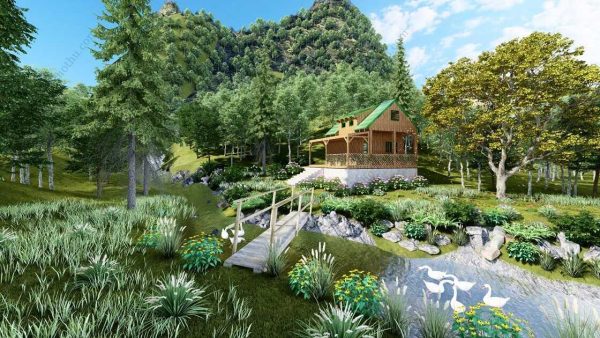 Bản vẽ kiến ​​trúc - Cabin hiện đại 6,5x6,8m có gác xép - Bản thiết kế nhà nghỉ dưỡng tùy chỉnh - Hình ảnh 3