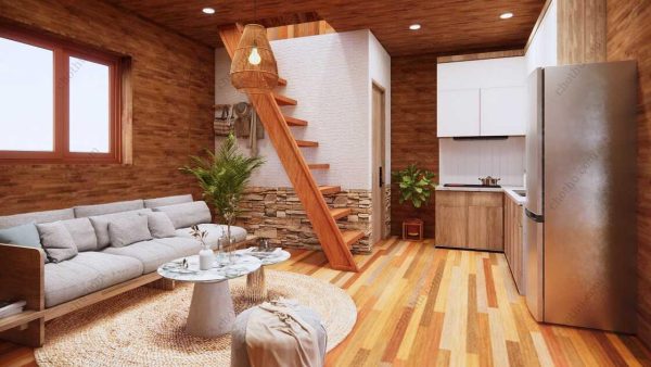 Bản vẽ kiến ​​trúc - Cabin hiện đại 6,5x6,8m có gác xép - Bản thiết kế nhà nghỉ dưỡng tùy chỉnh - Hình ảnh 11