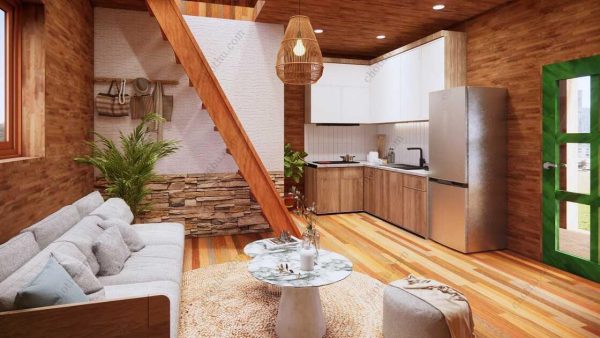 Bản vẽ kiến ​​trúc - Cabin hiện đại 6,5x6,8m có gác xép - Bản thiết kế nhà nghỉ dưỡng tùy chỉnh - Hình ảnh 12