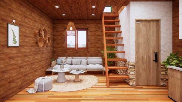 Bản vẽ kiến ​​trúc - Cabin hiện đại 6,5x6,8m có gác xép - Bản thiết kế nhà nghỉ dưỡng tùy chỉnh - Hình ảnh 13