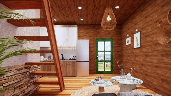 Bản vẽ kiến ​​trúc - Cabin hiện đại 6,5x6,8m có gác xép - Bản thiết kế nhà nghỉ dưỡng tùy chỉnh - Hình ảnh 14