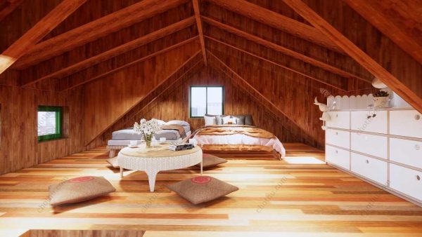 Bản vẽ kiến ​​trúc - Cabin hiện đại 6,5x6,8m có gác xép - Bản thiết kế nhà nghỉ dưỡng tùy chỉnh - Hình ảnh 16
