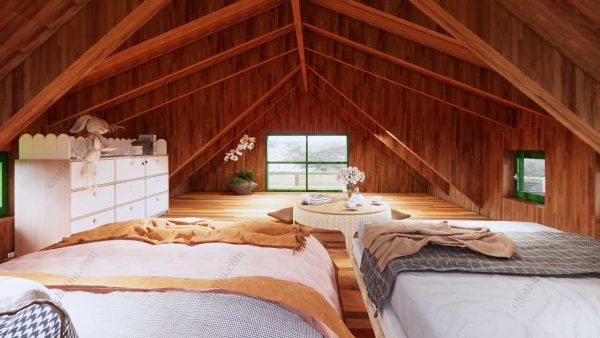 Bản vẽ kiến ​​trúc - Cabin hiện đại 6,5x6,8m có gác xép - Bản thiết kế nhà nghỉ dưỡng tùy chỉnh - Hình ảnh 19