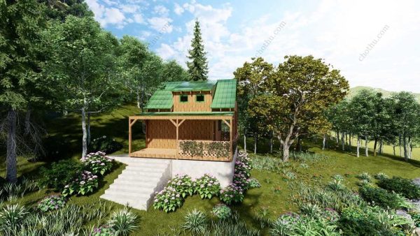 Bản vẽ kiến ​​trúc - Cabin hiện đại 6,5x6,8m có gác xép - Bản thiết kế nhà nghỉ dưỡng tùy chỉnh - Hình ảnh 4