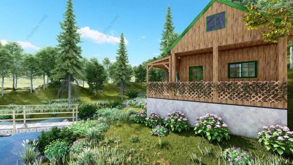 Bản vẽ kiến ​​trúc - Cabin hiện đại 6,5x6,8m có gác xép - Bản thiết kế nhà nghỉ dưỡng tùy chỉnh - Hình ảnh 8