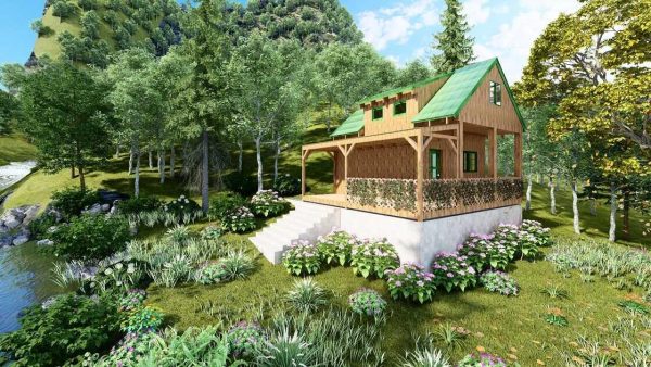 Bản vẽ kiến ​​trúc - Cabin hiện đại 6,5x6,8m có gác xép - Bản thiết kế nhà nghỉ dưỡng tùy chỉnh - Hình ảnh 9
