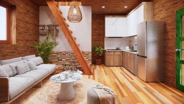 Bản vẽ kiến ​​trúc - Cabin hiện đại 6,5x6,8m có gác xép - Bản thiết kế nhà nghỉ dưỡng tùy chỉnh - Hình ảnh 10
