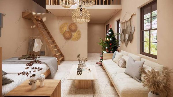 Bản vẽ kiến ​​trúc - Nhà gỗ hiện đại 6x4,5m có gác xép - Bản thiết kế nhà nghỉ dưỡng tùy chỉnh - Hình ảnh 12