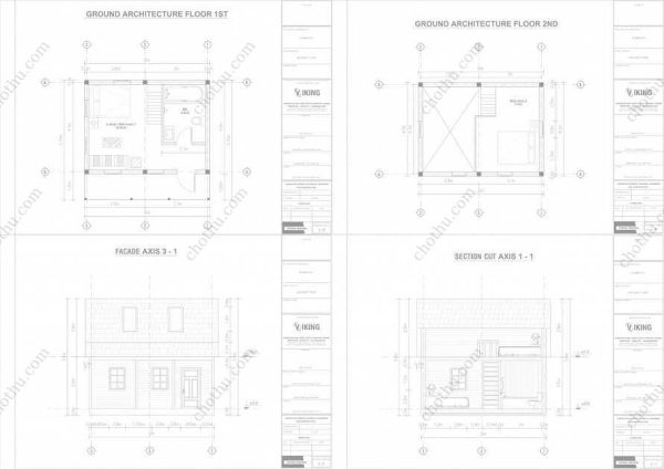 Bản vẽ kiến ​​trúc - Nhà gỗ hiện đại 6x4,5m có gác xép - Bản thiết kế nhà nghỉ dưỡng tùy chỉnh - Hình ảnh 2