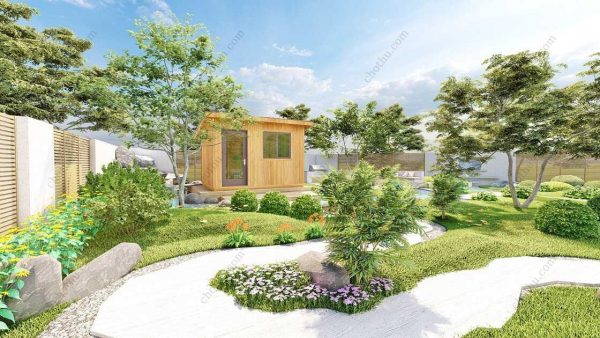 Bản vẽ kiến ​​trúc nhà gỗ hiện đại 5x4,8m - Bản thiết kế nhà nghỉ dưỡng tùy chỉnh - Hình ảnh 3