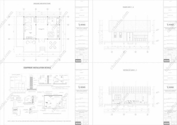 Bản vẽ kiến ​​trúc nhà gỗ hiện đại 10x6,3m - Bản thiết kế nhà nghỉ dưỡng tùy chỉnh - Hình ảnh 2