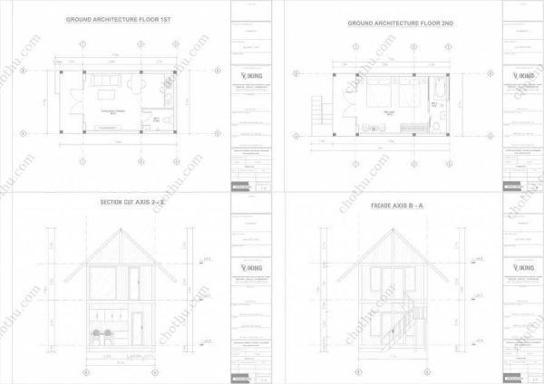 Bản vẽ kiến ​​trúc - Cabin hiện đại 7,9x4,1m có gác xép - Bản thiết kế nhà nghỉ dưỡng tùy chỉnh - Hình ảnh 2