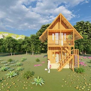 Bản vẽ kiến ​​trúc - Cabin hiện đại 7,9x4,1m có gác xép - Bản thiết kế nhà nghỉ dưỡng tùy chỉnh