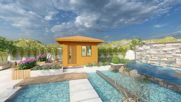 Bản vẽ kiến ​​trúc nhà gỗ hiện đại 6,4x5,2m - Bản thiết kế nhà nghỉ dưỡng tùy chỉnh - Hình ảnh 3