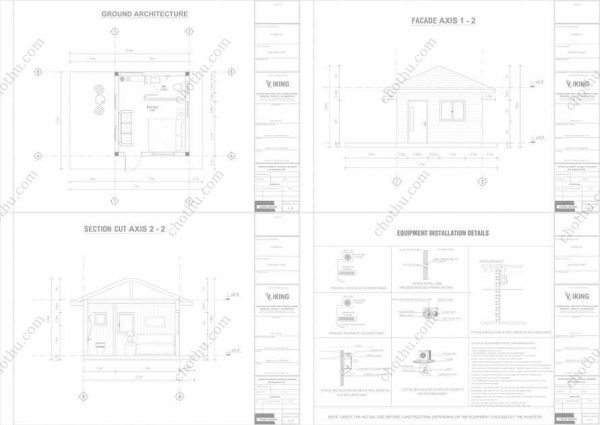 Bản vẽ kiến ​​trúc nhà gỗ hiện đại 6,4x5,2m - Bản thiết kế nhà nghỉ dưỡng tùy chỉnh - Hình ảnh 2