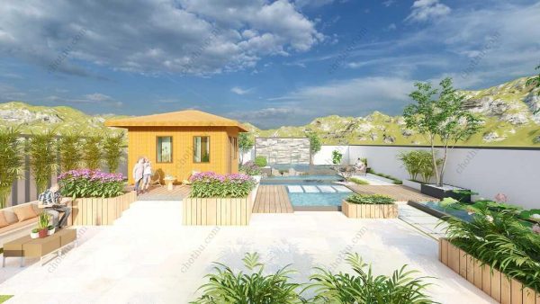 Bản vẽ kiến ​​trúc nhà gỗ hiện đại 6,4x5,2m - Bản thiết kế nhà nghỉ dưỡng tùy chỉnh - Hình ảnh 5