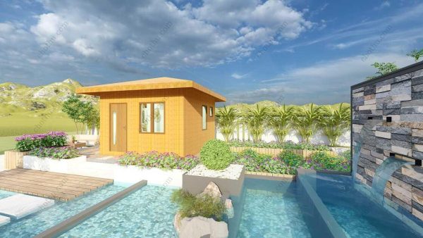 Bản vẽ kiến ​​trúc nhà gỗ hiện đại 6,4x5,2m - Bản thiết kế nhà nghỉ dưỡng tùy chỉnh - Hình ảnh 6