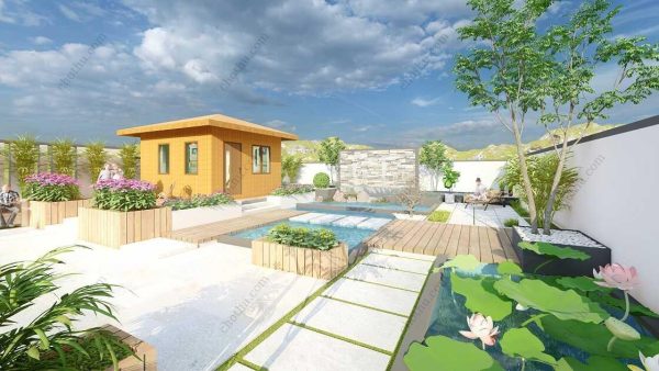 Bản vẽ kiến ​​trúc nhà gỗ hiện đại 6,4x5,2m - Bản thiết kế nhà nghỉ dưỡng tùy chỉnh - Hình ảnh 8