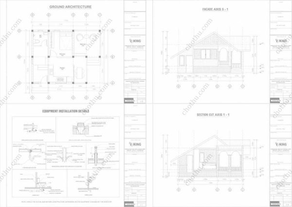 Bản vẽ kiến ​​trúc nhà gỗ hiện đại 7,6x5,9m - Bản thiết kế nhà nghỉ dưỡng tùy chỉnh - Hình ảnh 2