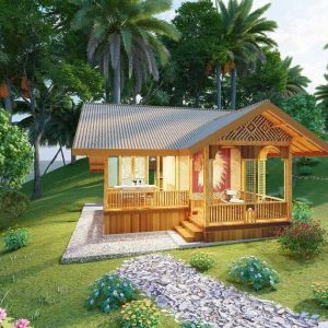 Bản vẽ kiến ​​trúc nhà gỗ hiện đại 7,6x5,9m - Bản thiết kế nhà nghỉ dưỡng tùy chỉnh