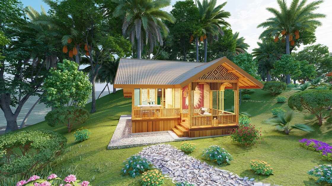 Bản vẽ kiến ​​trúc nhà gỗ hiện đại 7,6x5,9m - Bản thiết kế nhà nghỉ dưỡng tùy chỉnh