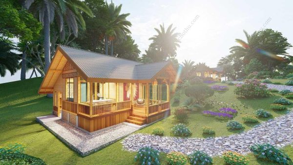Bản vẽ kiến ​​trúc nhà gỗ hiện đại 7,6x5,9m - Bản thiết kế nhà nghỉ dưỡng tùy chỉnh - Hình ảnh 6