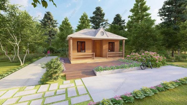 Bản vẽ kiến ​​trúc nhà gỗ hiện đại 8,4x5,2m - Bản thiết kế nhà nghỉ dưỡng tùy chỉnh