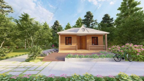 Bản vẽ kiến ​​trúc nhà gỗ hiện đại 8,4x5,2m - Bản thiết kế nhà nghỉ dưỡng tùy chỉnh - Hình ảnh 5