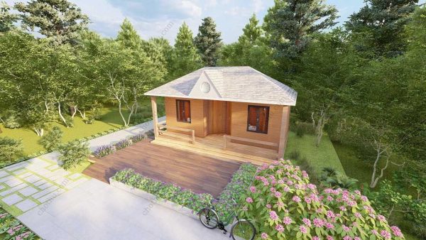 Bản vẽ kiến ​​trúc nhà gỗ hiện đại 8,4x5,2m - Bản thiết kế nhà nghỉ dưỡng tùy chỉnh - Hình ảnh 8